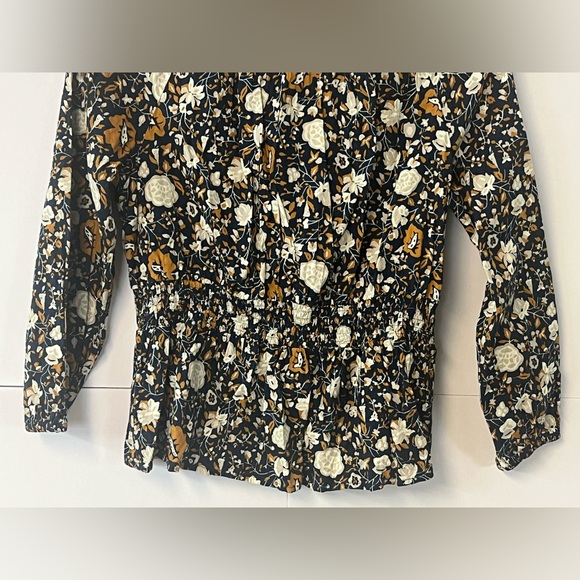 Universal Threads navy gold cream peplum style elastic waist blouse. size Small - Picture 13 of 15